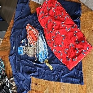 Patriotic Popsicle Lularoe leggings bundle cat shirt OS one size